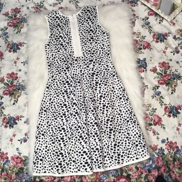 NWOT‎ PINK TARTAN SNOW LEOPARD FITTED FIT & FLARE KNIT DRESS M - Picture 3 of 8